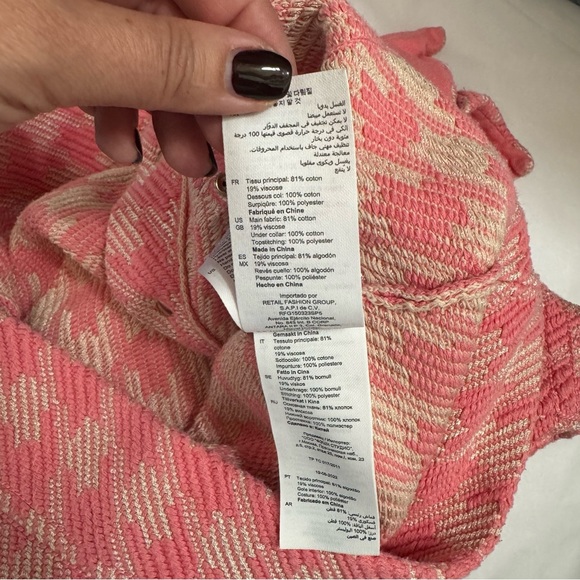 NWOT SANDRO Pink Houndstooth Cardi Coat Jacket - Picture 10 of 13